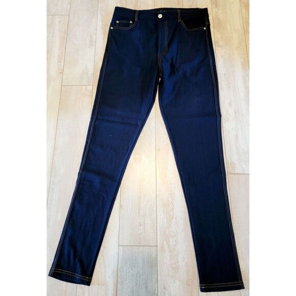 Indero Women’s Jeans 1X Stretch Jeans Dark Blue‎ Jeggings Beading On Pckts NWOT - Picture 1 of 6